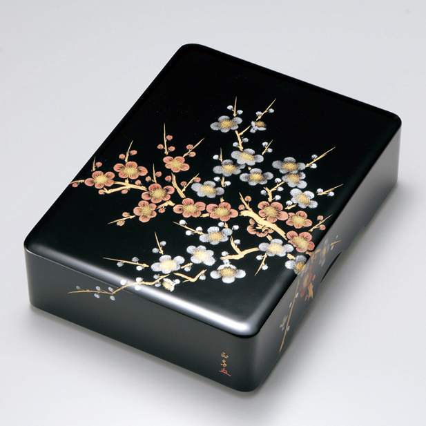 文庫 松に鷹 黒 A4サイズ 木製 漆塗り 文箱 12-13104 漆器の井助