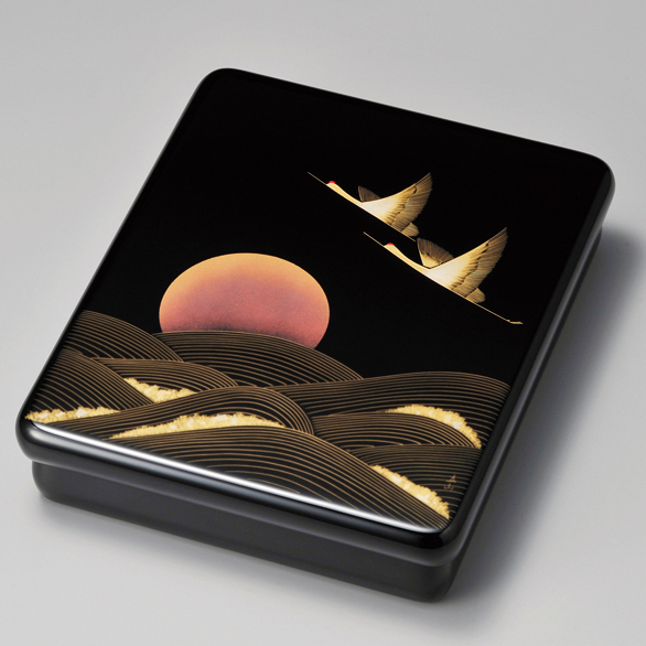 硯箱 秋草 黒 漆塗り・木製 11-14202 (製造中止) 漆器の井助