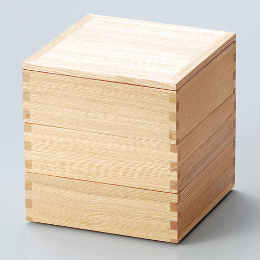 三段重 白木塗 内朱 6寸 木製 12-15005 漆器の井助