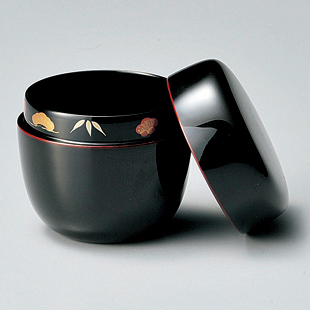 中棗 蘭 朱 漆塗り お茶道具 12-16104 漆器の井助