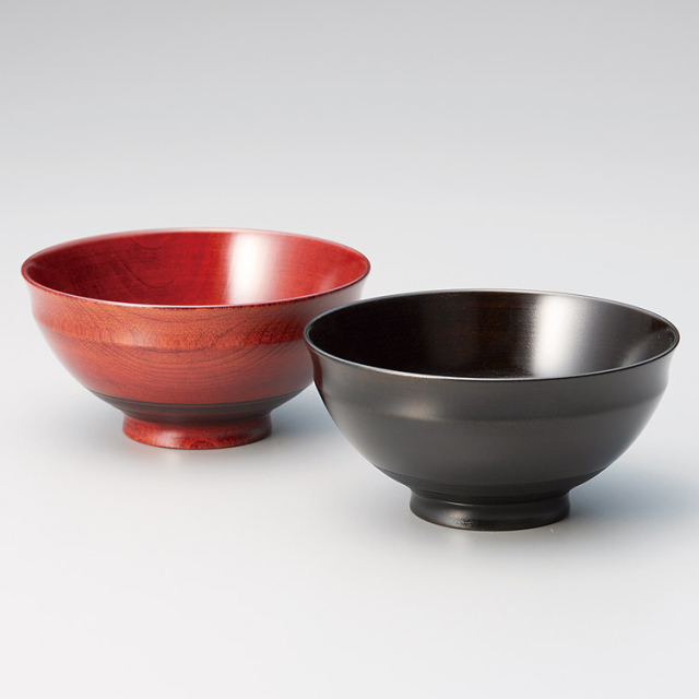 夫婦椀 利休椀ペア 根来・黒 2客セット 木製 漆塗り 漆器の井助