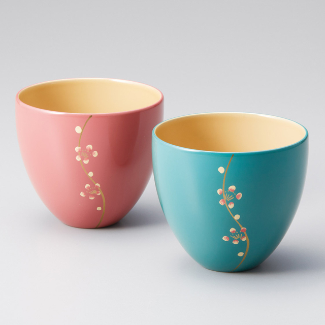 フリーカップ 沈金さくら 溜・朱 ペア 2客セット 漆塗り 12-05104 漆器