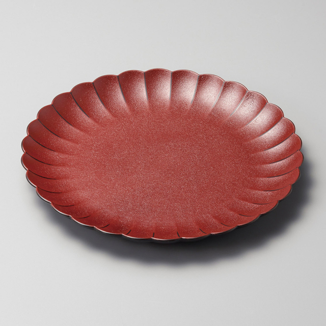 菊型プレート 8.0 蒔き地 曙/根来 12-07604/07605 漆器の井助