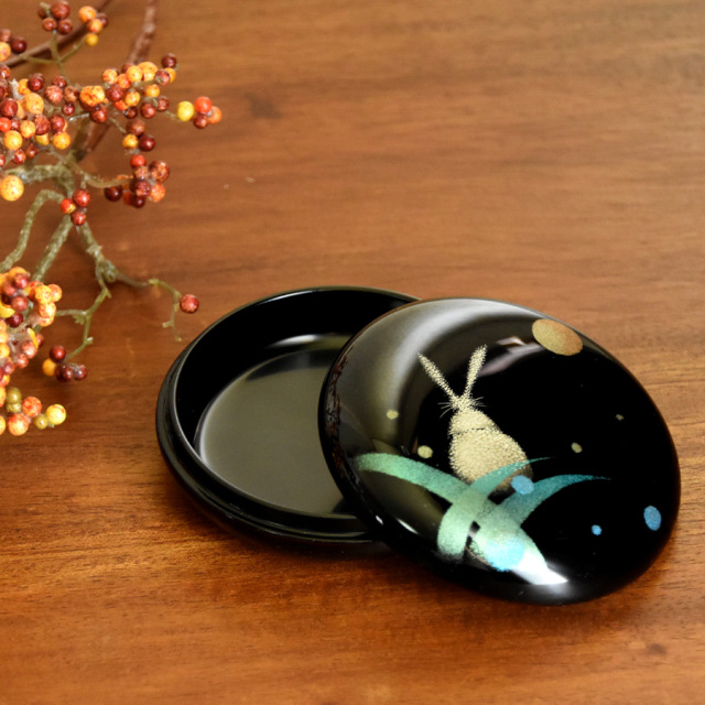 ジュエリーケース 月うさぎ 溜 漆塗り 12-12501 漆器の井助