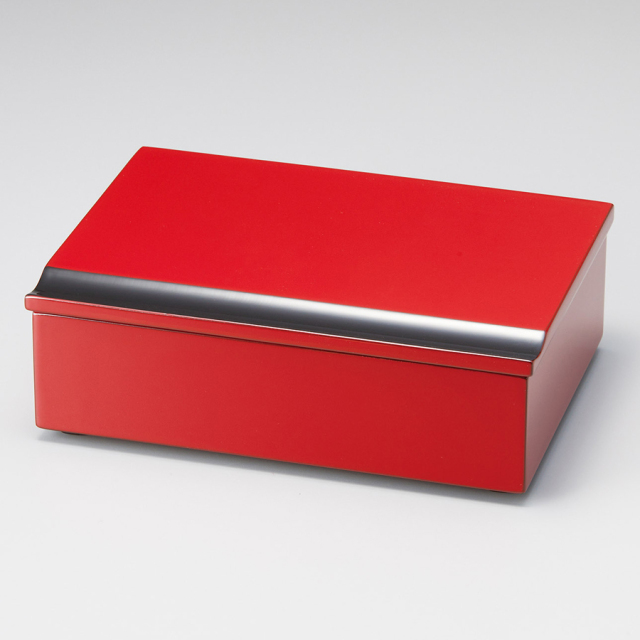 松花堂弁当箱 色紙 7.5 一ヶ重 朱 木製 木のランチボックス 12-11704