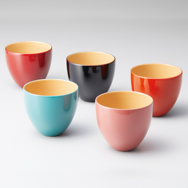 うるしカップ 朱/溜/洗朱/ブルー/ピンク 内白 漆塗り 漆器の井助