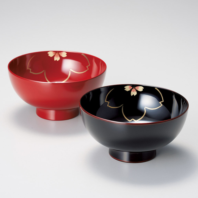 夫婦椀 だるま 睦椀 朱・溜内朱 2客セット 漆塗り 12-03606 漆器の井助