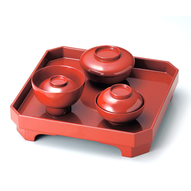 屠蘇器揃 扇面松竹梅 木製 漆塗り (製造中止) 漆器の井助