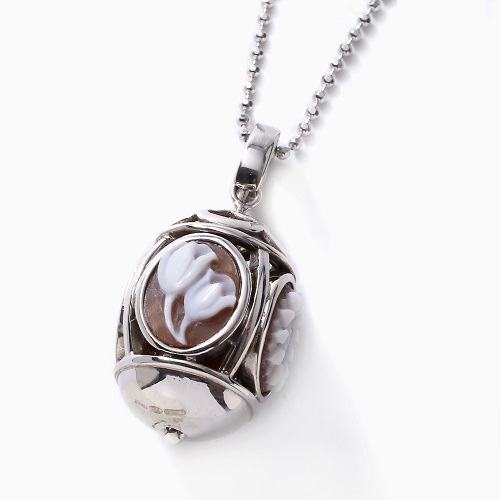 送料無料】イタリア製/ITALY カメオ/CAMEO ペンダント/ネックレス 花
