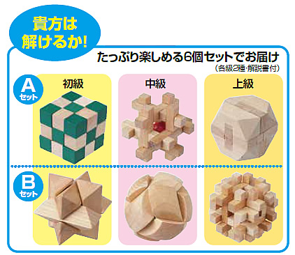 木製立体パズル6個組