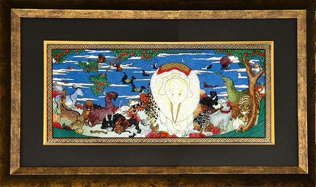 ジュエリー絵画 伊藤若冲『鳥獣花木図屏風』