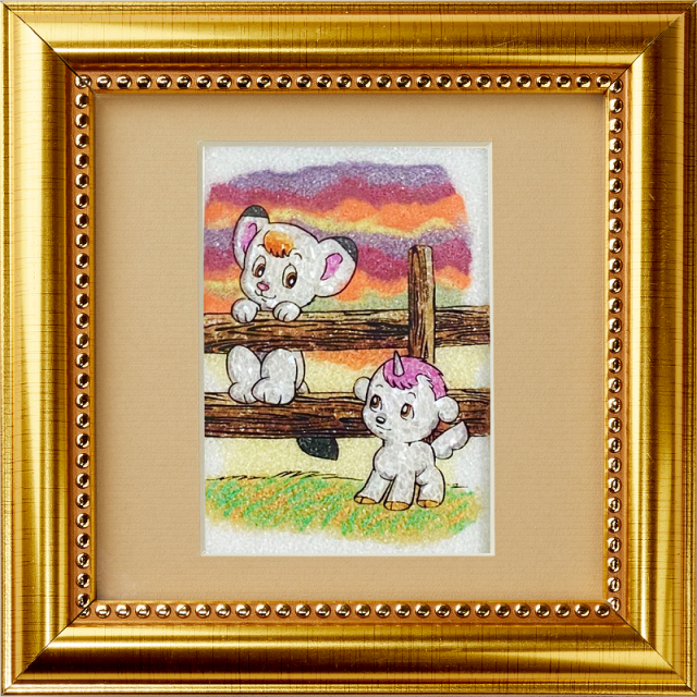 ジュエリー絵画『ジャングル大帝』8レオ＆ユニコ（SSサイズ）