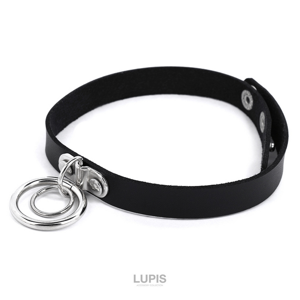ダブルリングレザーチョーカーネックレス - ネックレスを激安で通販