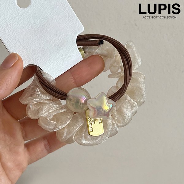 レジンヘアゴムクリップ3連ラベンダー淡色オーロラ桜春夏