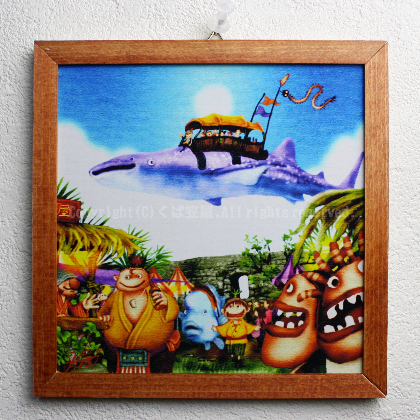 木精キジムナーのアートちび絵「ジンベイザメ-夜市にて-/Sサイズ14番」