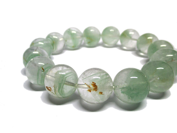 グリーンファントムクォーツ 水晶 ブレスレット 約14～15mm 天然石専門
