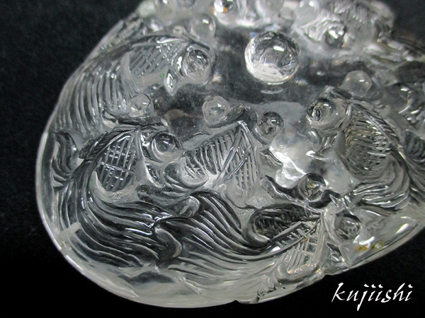 天然水晶 金魚 彫刻 開運 風水 【鬮石（くじいし） kujiishi】