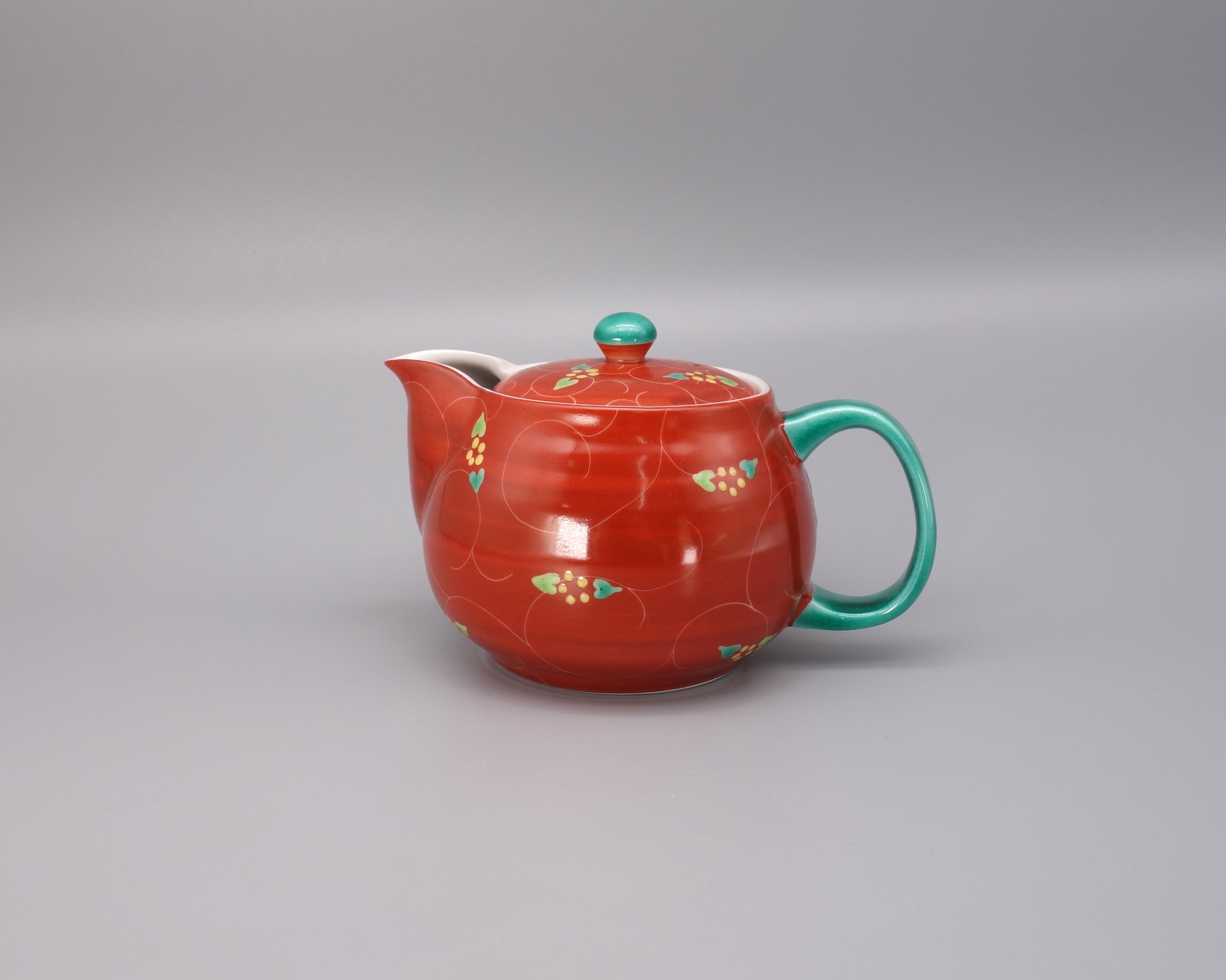 九谷焼 ポット急須（網付） 朱巻唐草 [ 河村澄香 ]