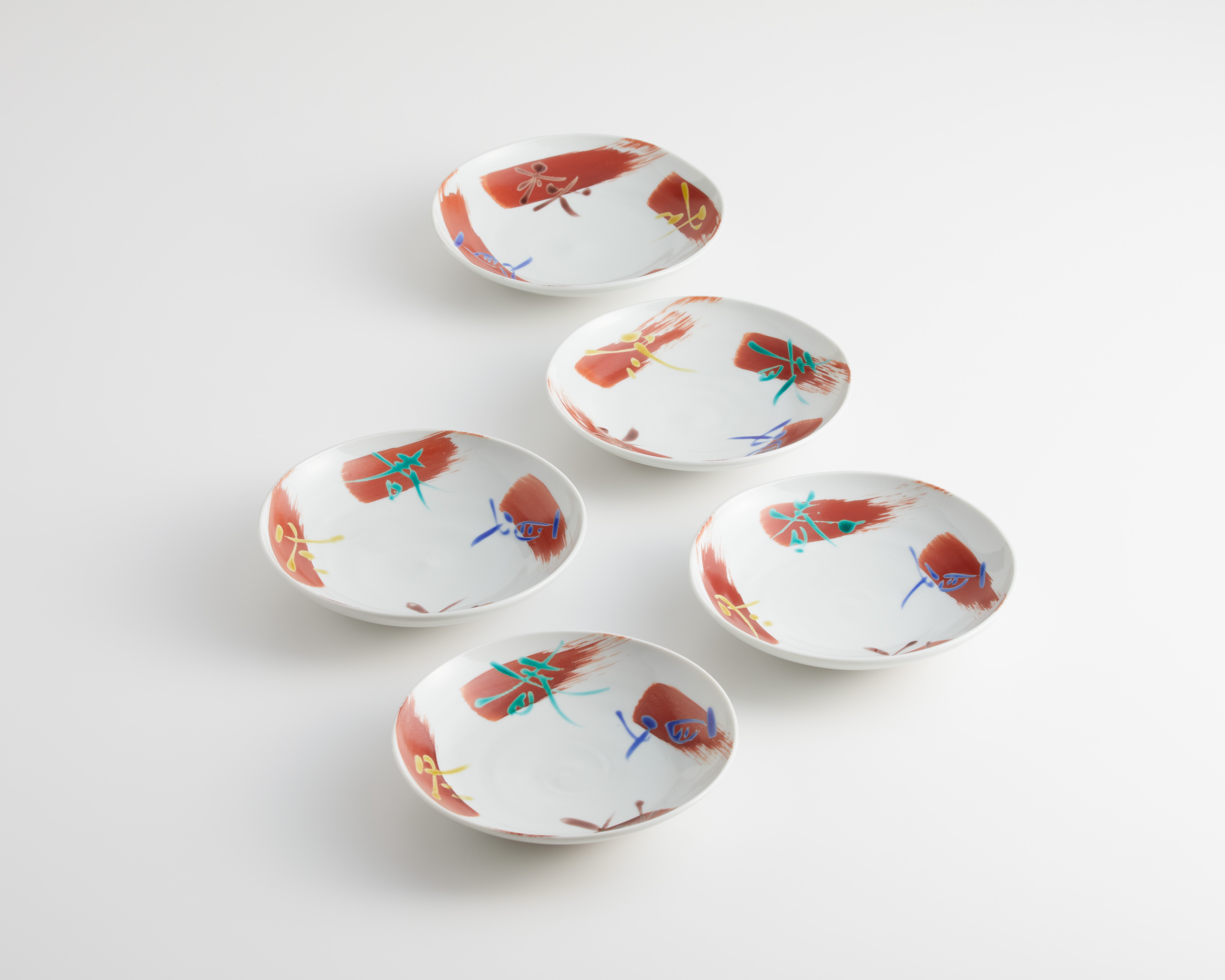 5枚皿揃（4.8号） 春夏秋冬 [ 万平窯 ]