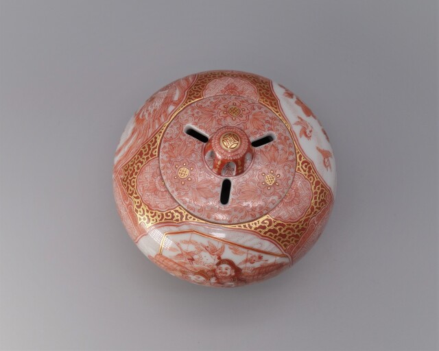 香炉（3.8号） 赤絵恵比寿大黒文 [ 福島武山 ]