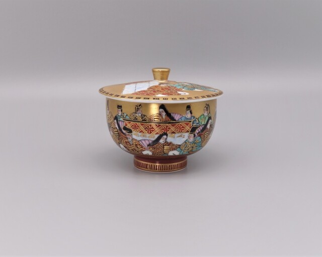 蓋付碗（細字入り） 本金三十六歌仙 [中田龍山]