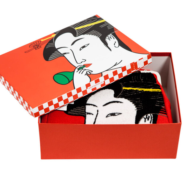 KY80-802／がま口クラッチバッグ／ビードロを吹く女