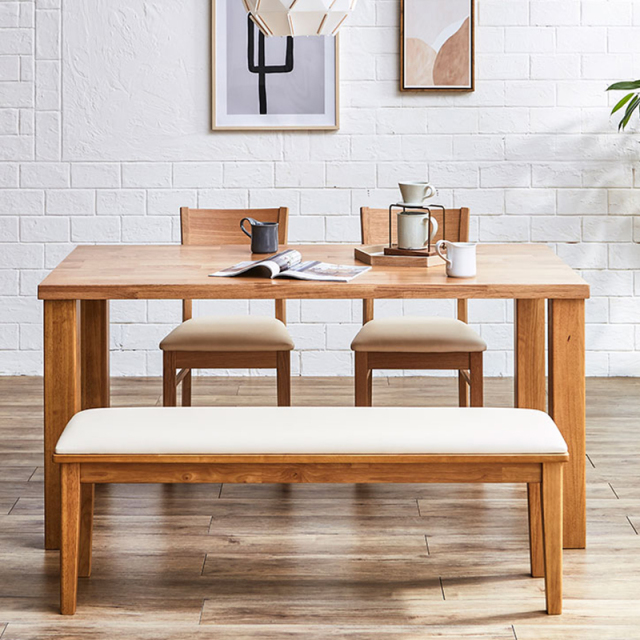 Anita無垢材ダイニングテーブル・ベンチ・チェア 4点セット 幅1500