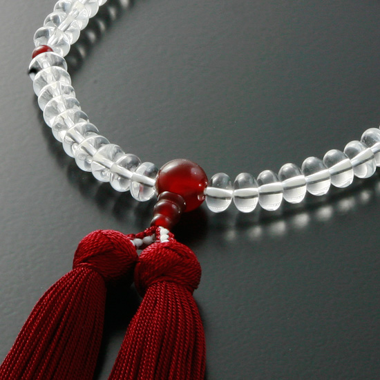 京都 数珠 販売｜本水晶みかん玉 瑪瑙メノウ仕立て 女性用数珠 みやこ