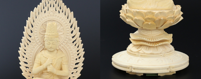 仏像 総桧 丸台座 大日如来 火炎光背 2.5寸