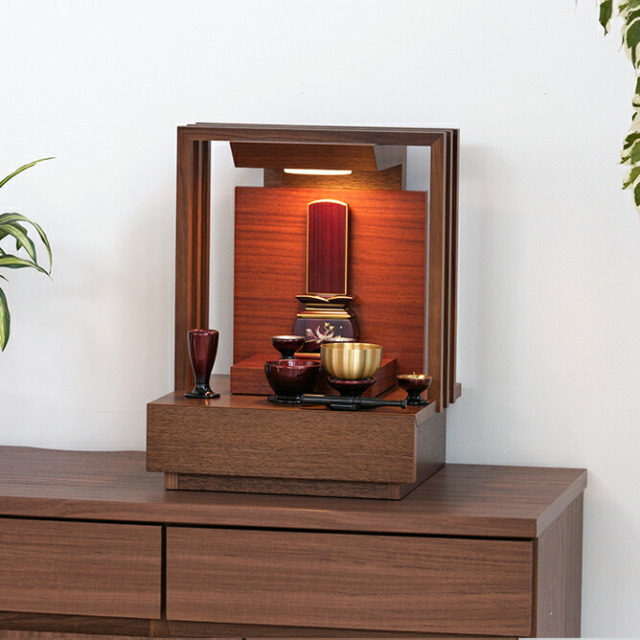 仏具セット付き ミニ仏壇 ステージ仏壇 夢 13号 (仏具付き) 【保証付き