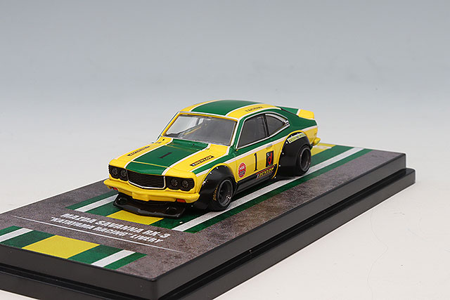 イノモデル 1/64 LB-WORKS マツダ RX3 サバンナ イエロー/グリーン #3