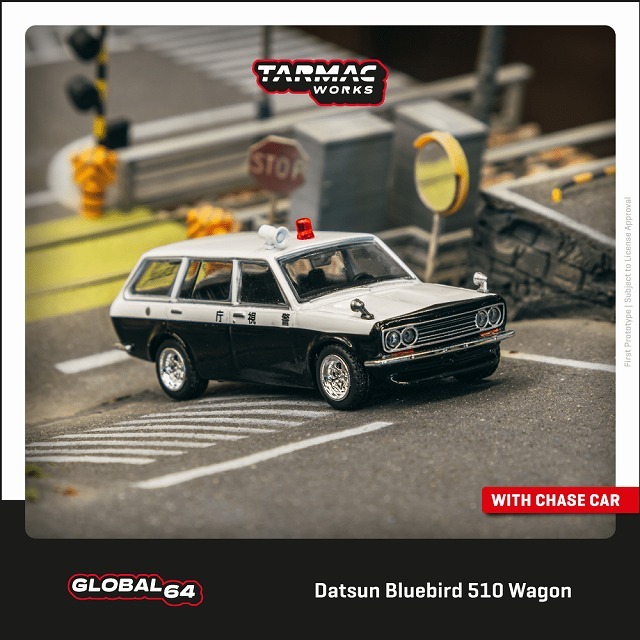 Tarmac 1/64 ダットサン ブルーバード 510 ワゴン 日本 警察車両