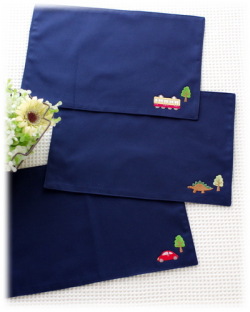 オーダーメイドのおしゃれかわいいネイビーコップ巾着袋（恐竜）幼稚園