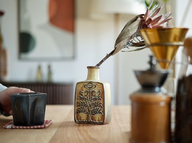 フラワーベース かしわ窯 triangle and bird｜北欧・ヴィンテージ