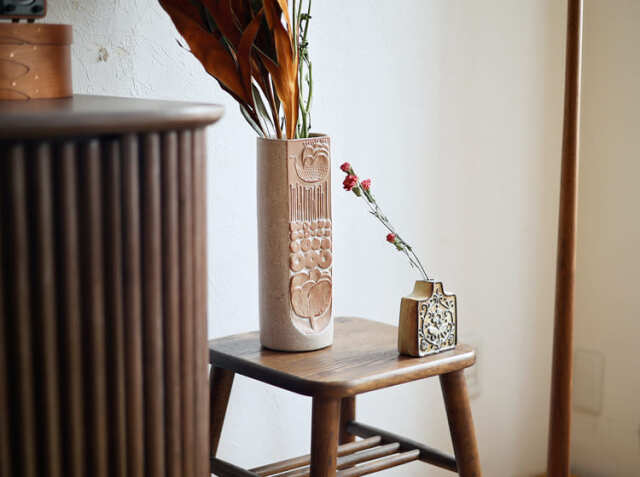 フラワーベース かしわ窯 arabesque square｜北欧・ヴィンテージ
