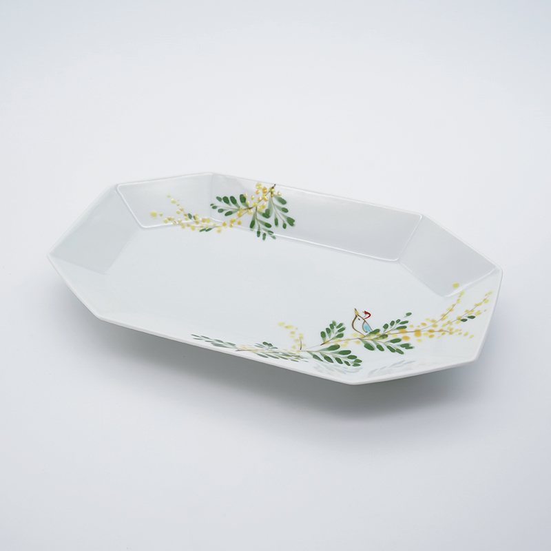 ミモザと小鳥／飯碗｜空萌工房(そらもえこうぼう)｜田口紀美子