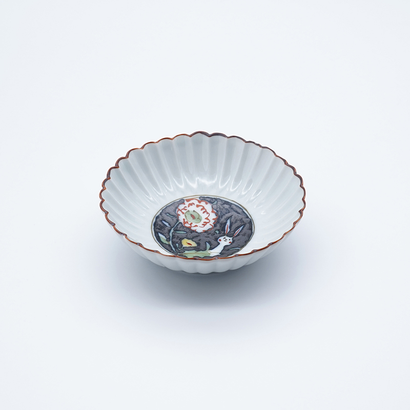 菊割7寸皿(白)｜空萌工房(そらもえこうぼう)｜田口紀美子