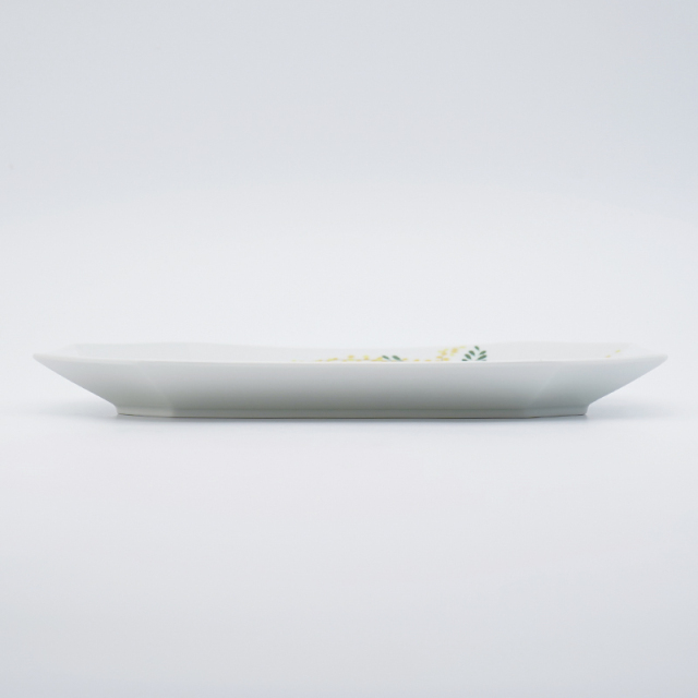 ミモザとうさぎ／八角長皿(大)｜空萌工房(そらもえこうぼう)｜田口紀美子