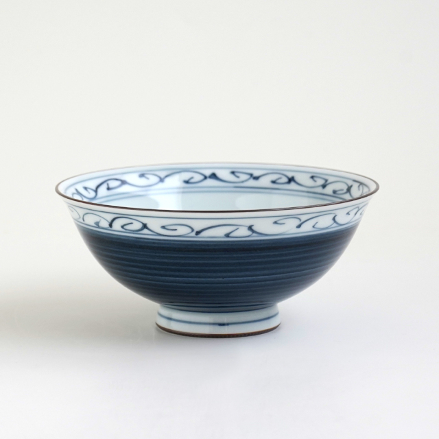 波佐見焼 一誠陶器 呉須巻かぶ 飯碗（大）