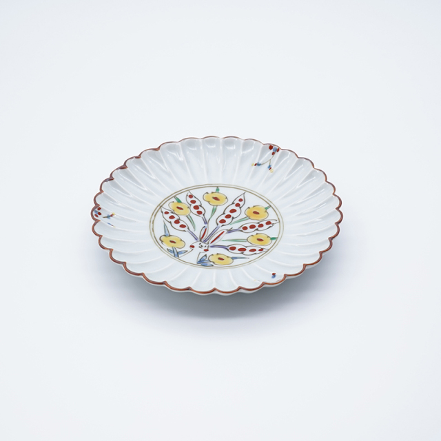 菊割5寸皿(白)｜空萌工房(そらもえこうぼう)｜田口紀美子