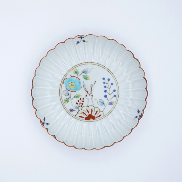 菊割6寸皿(白)｜空萌工房(そらもえこうぼう)｜田口紀美子