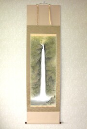 特価軸】掛け軸 彩色山水(夏の海の風景)◇田中祥堂 (真筆・新品) 共箱