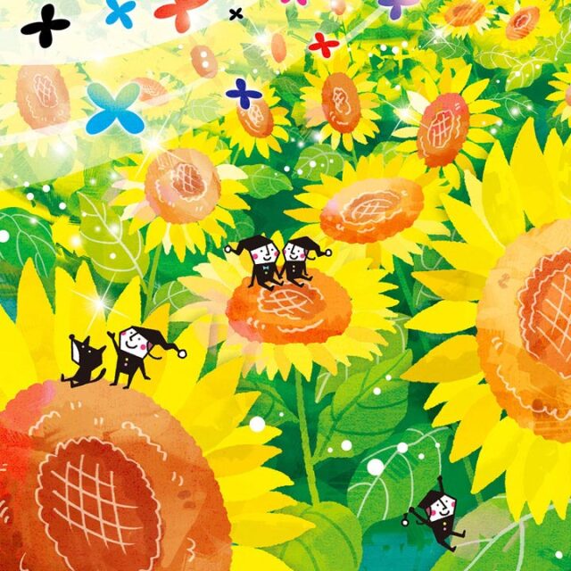 ひまわりの絵画 「Sunny Day」 玄関に飾る絵 元気が出る 黄色 風水