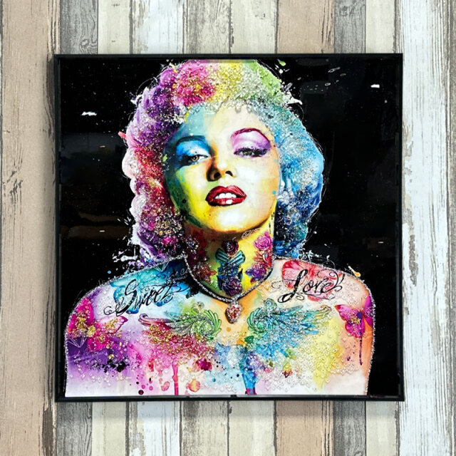 水晶パネル アートパネル 60×60cm ポップアート 黒フレーム付き