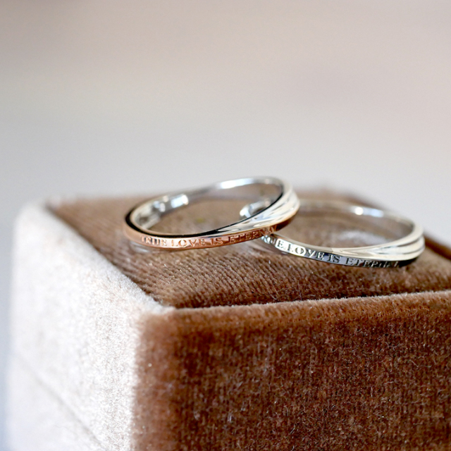 ペアリング シルバー925 クロス ピンクゴールド ブラック 黒 刻印