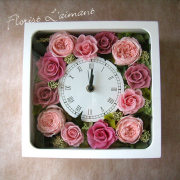 プリザーブドフラワー 花 花時計 結婚祝い 誕生日プレゼント 両親贈呈