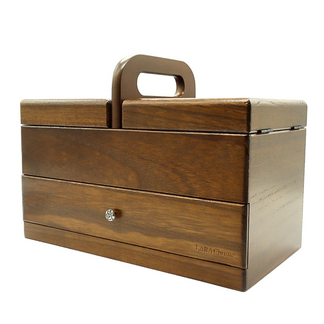 裁縫箱 木製 天然木 桐材 ソーイングボックス おしゃれ レトロ 収納 2