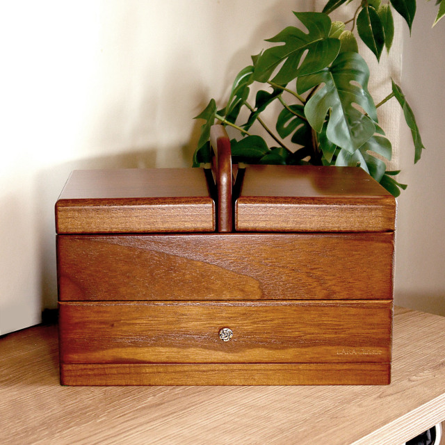 裁縫箱 木製 天然木 桐材 ソーイングボックス おしゃれ レトロ 収納 2