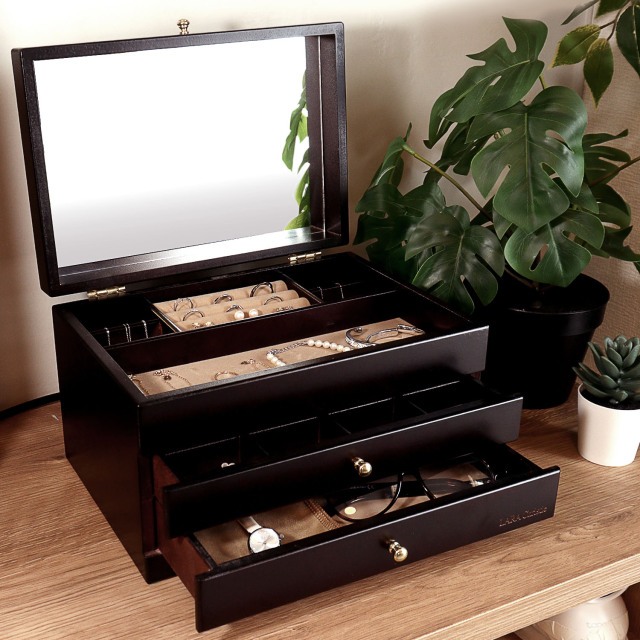 ジュエリー ボックス 木製 アクセサリー ボックス 宝石箱 収納 3段 大