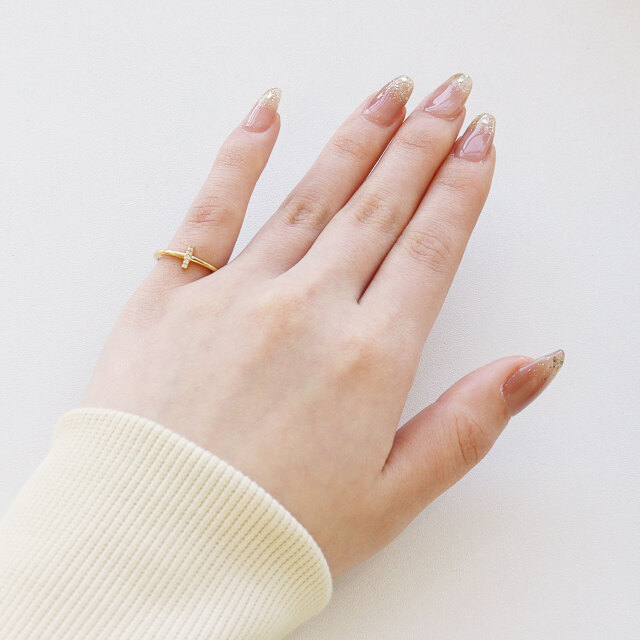 ピンキーリング レディース シルバー925 イエローゴールド バー